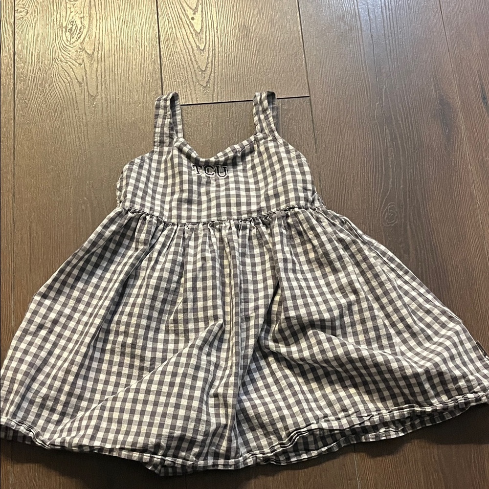 Charming Checkered Kids Dress in Black and White